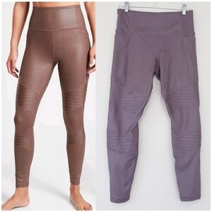 Athleta Inclination Moto Tight Shimmer Mauve Pink Size Medium